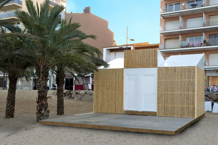 caseta de platja fusta amb disseny contemporani
